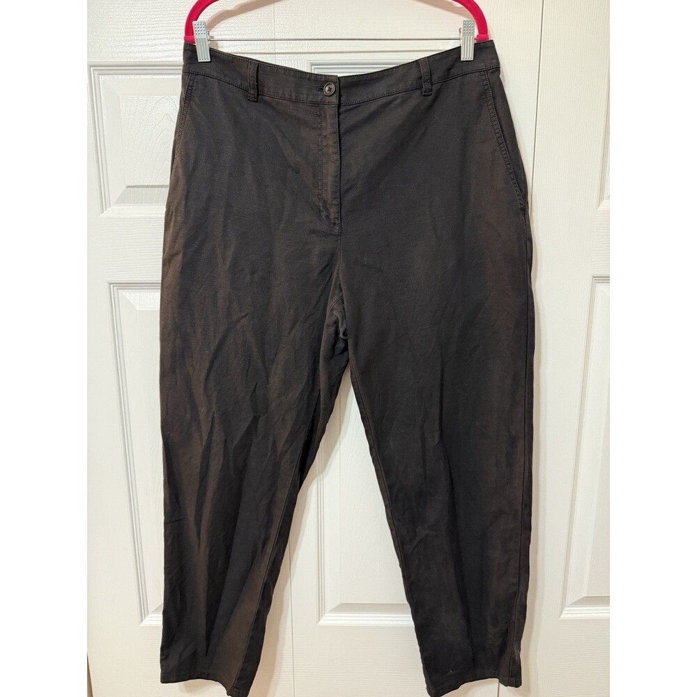 Eileen Fisher Organic Cotton Hemp Blend Tapered Ankle Pants – Black – Size 14